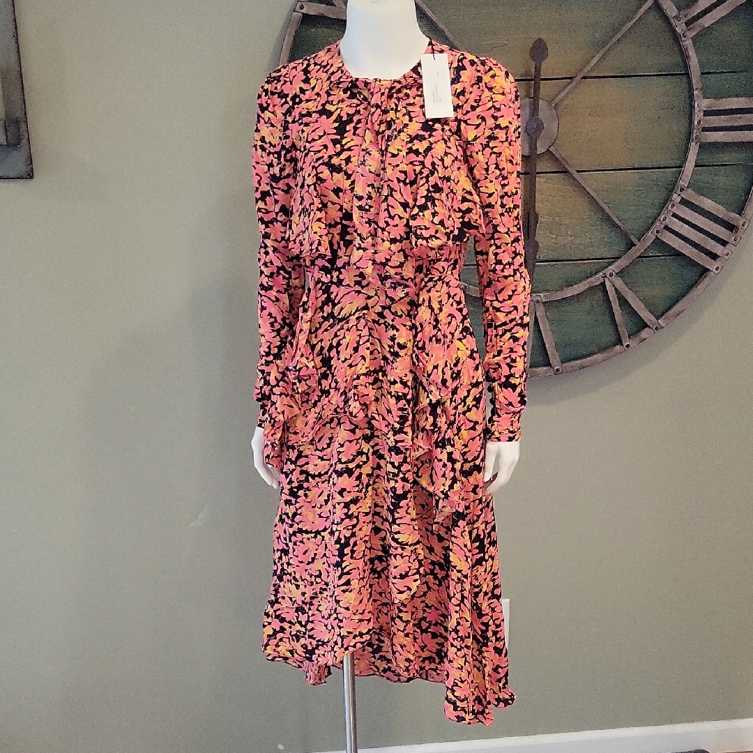 Vintage Mayle La Feminine Simo Dress In Tropicalia Neon